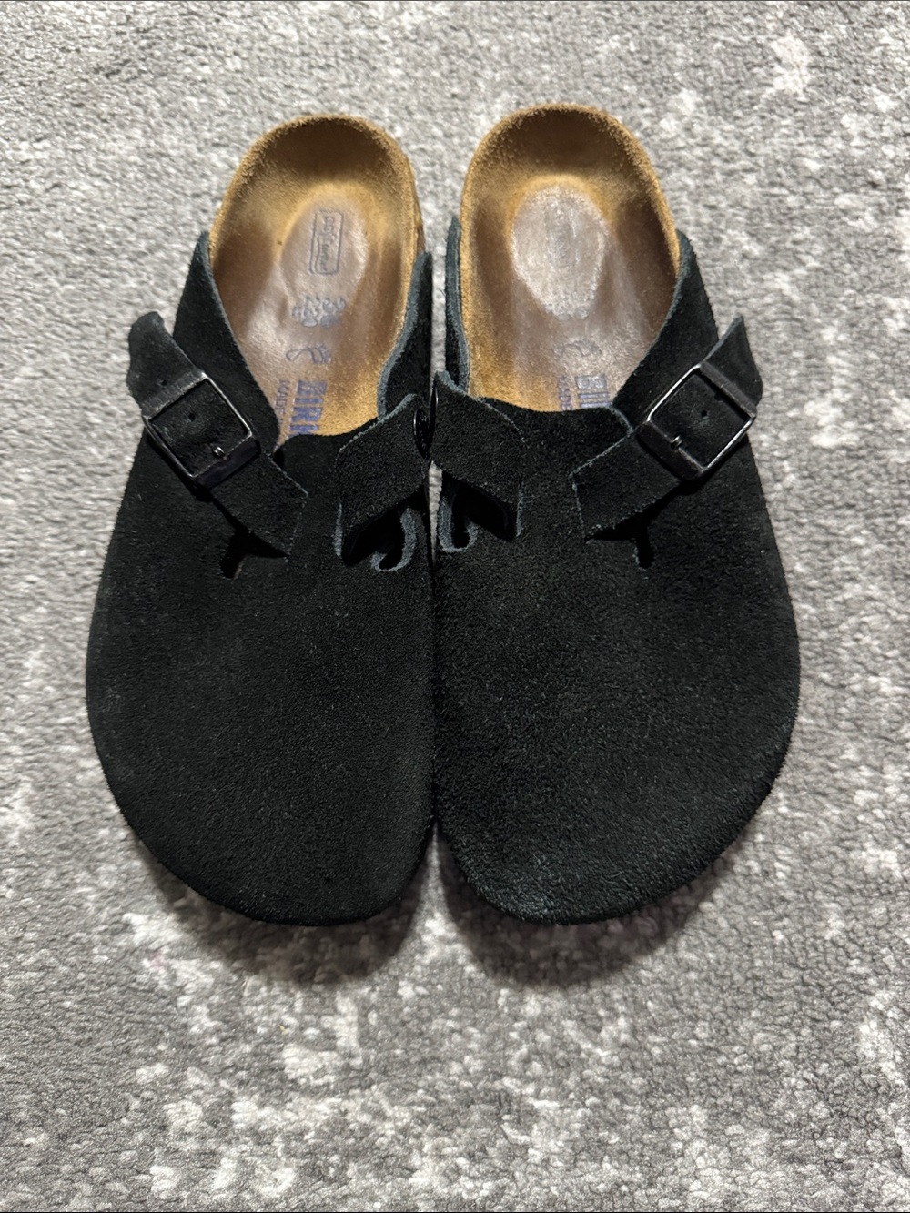 Birkenstock Black Suede Boston Clogs